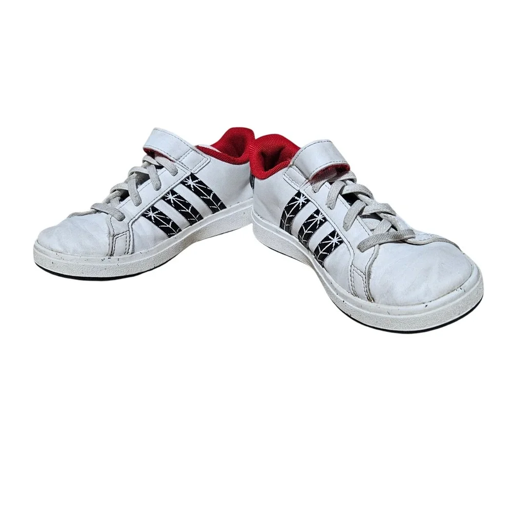 Adidas Marvel Spider-Man Grand‎ Court White Sneakers Kids Size 1 Little Kid